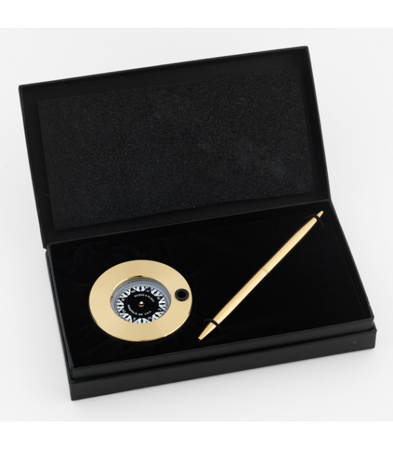 Brass Compass Chart Weight & Pen Set