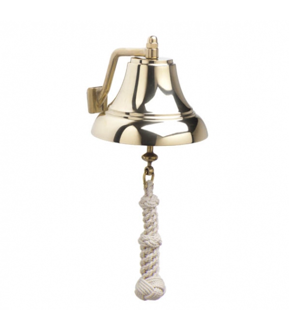 7" Brass Bell w/White Monkey's Fist Lanyard