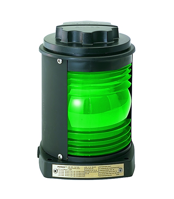Single Lens Navigation Light - Green Side Light 1127 (Black Plastic)
