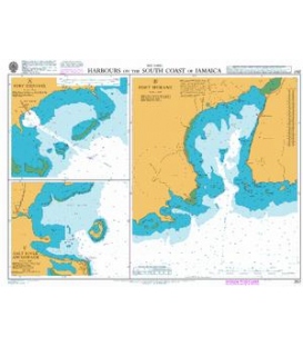 British Admiralty Nautical Chart 257 Harbours on the South Coast of Jamaica