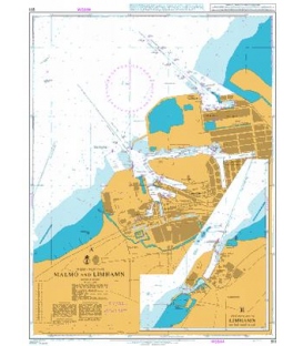 British Admiralty Nautical Chart 911 Malmo and Limhamn