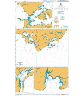 British Admiralty Nautical Chart 2543 Anchorages in West Falkland Island