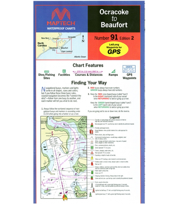 Maptech - Ocracoke to Beaufort, NC Waterproof Chart