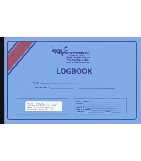 BK-123 Engineroom Logbook - Type 30B. MET. 30-day coverage.
