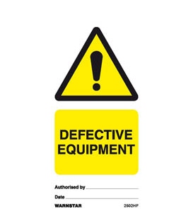 2502 Tie tag, Defective equipment - Pack of 10