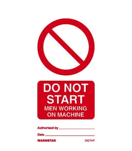 2527 Tie tag, Do not start men working on machine - Pack of 10
