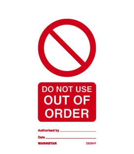 2528 Tie tag, Do not use out of order - Pack of 10