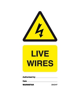 2542 Tie tag, Live wires - Pack of 10