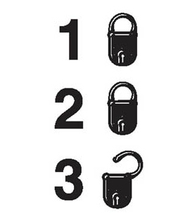 2891 Lock status, security levels 1 & 2 unlocked, 50mm x 25mm