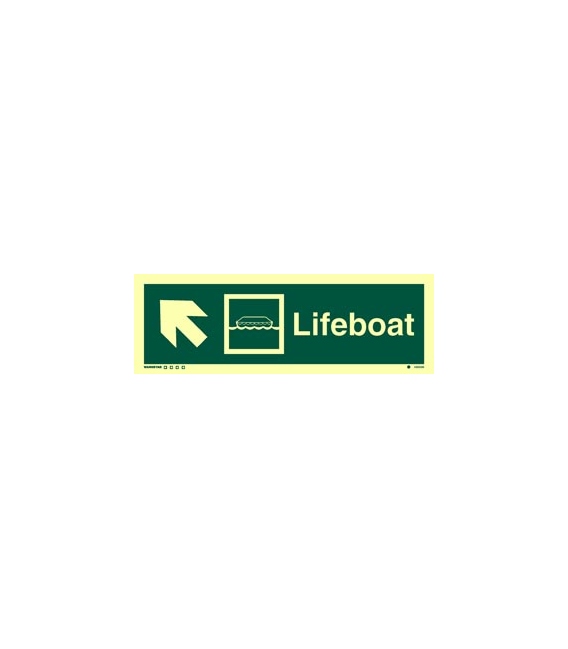 4302 Lifeboat + symbol + arrow diagonally up left 