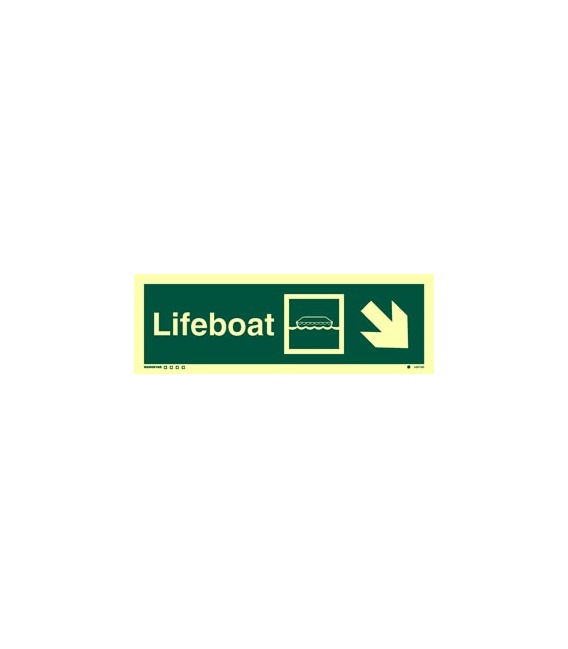 4307 Lifeboat + symbol + arrow diagonally down right