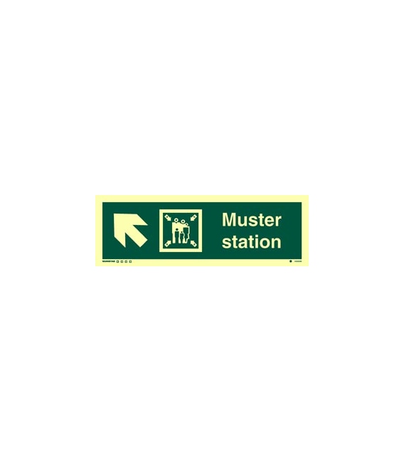 4332 Muster station + symbol + arrow diagonally up left 