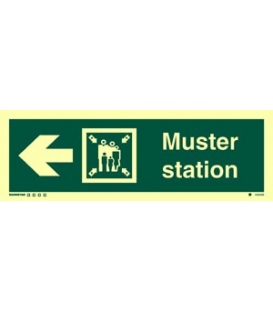 4334 Muster station + symbol + arrow left