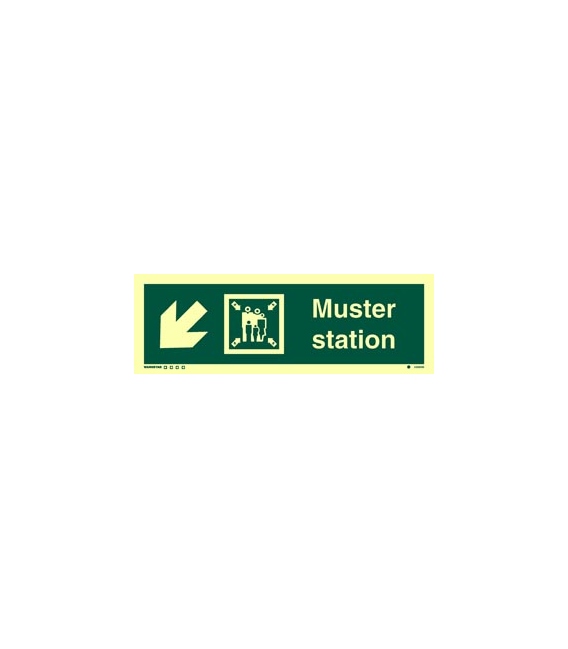 4336 Muster station + symbol + arrow diagonally down left