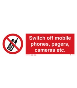 8570 Switch off mobile phones, pagers, cameras etc. + symbol