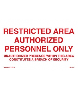 8695 Restricted area authorised personnel only - Unauthorised presence…….