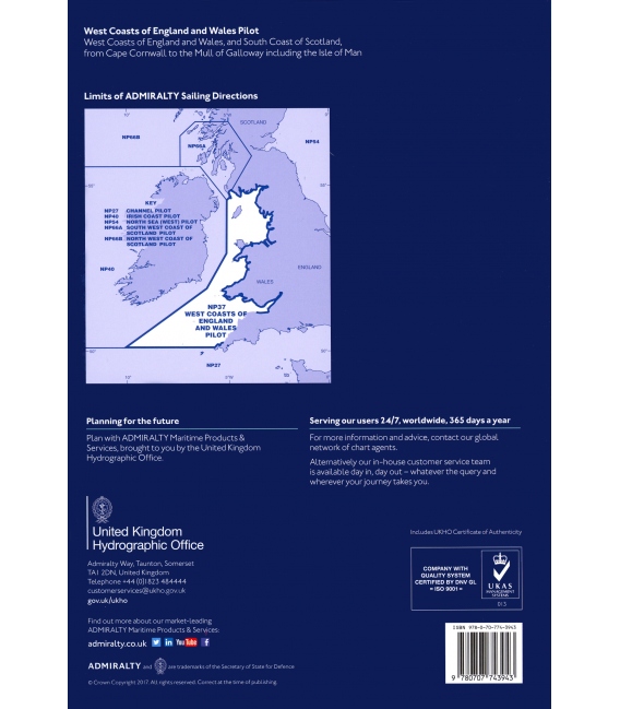 Admiralty Sailing Directions NP37 West Coast Of England And Wales Pilot, 21st Edition 2022
