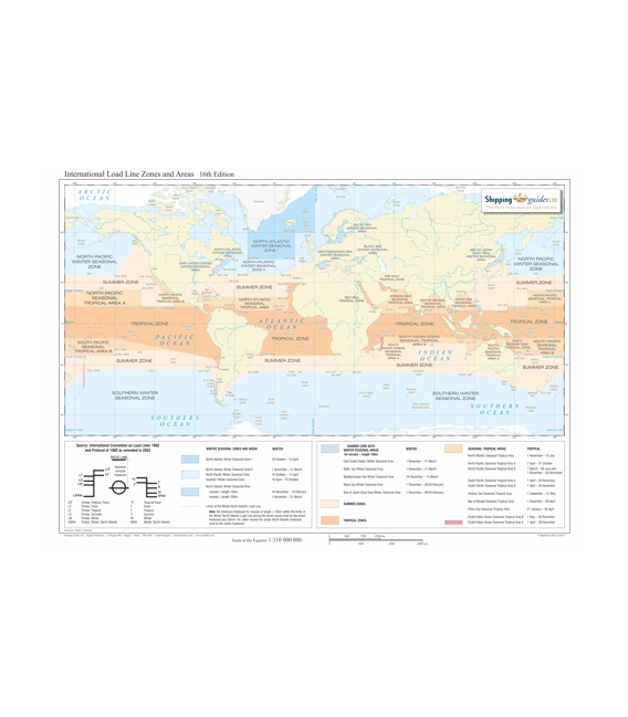 International Load Line Zones and Areas Map, 16th Edition 2019