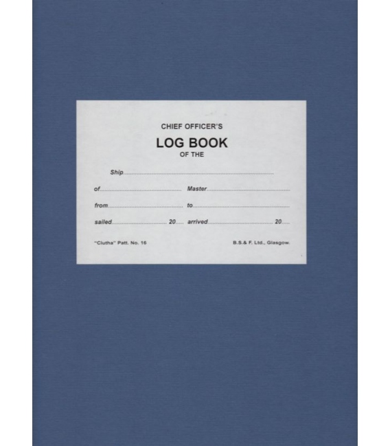 Chief Officers Logbook, Log Book - No 16 - "Clutha" - 6 Months (w/ numbered pages)
