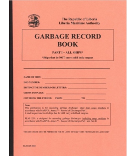 Garbage Record Book, Part I - (All Ships) (Liberian) RLM-125, 2018
