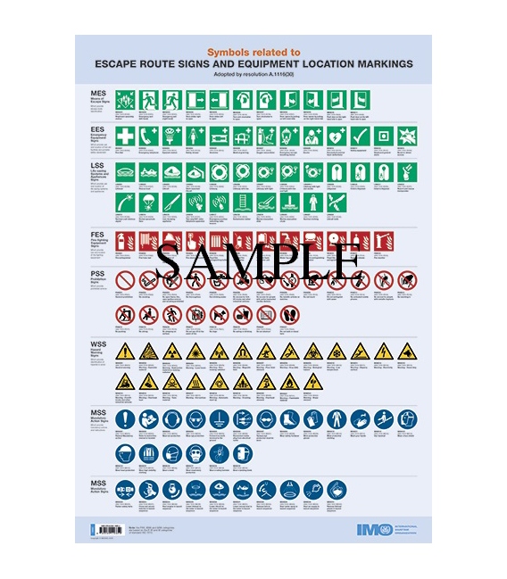 IMO I988E Poster: Symbols related to Escape Route Signs and Equipment Location Markings, 2018 Edition