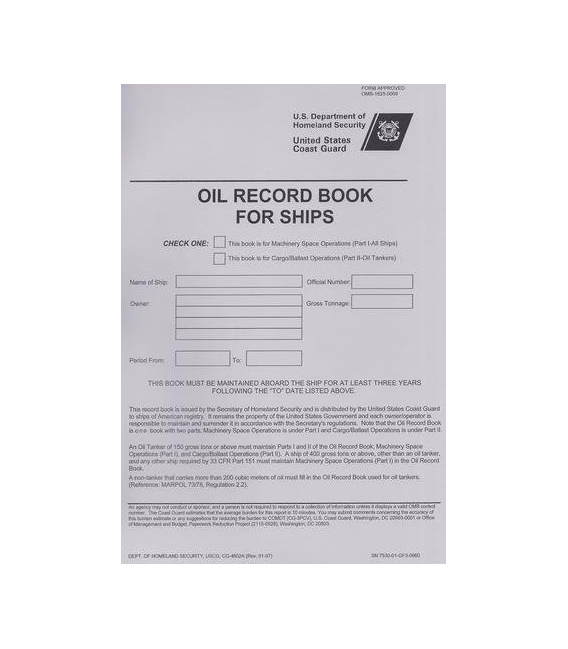 Oil Record Book for Ships
