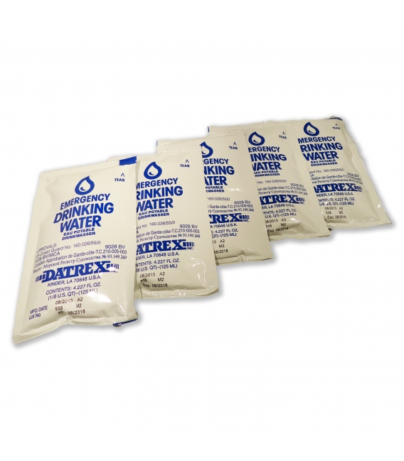 DATREX EMERGENCY WATER 8 LITERS, 64 BAGS PER CASE, 125 ML PER BAG