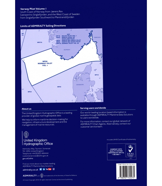 Admiralty Sailing Directions NP56 Norway Pilot, Vol 1, 18th Edition 2022