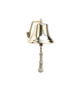8" Brass Bell w/ White Monkey's Fist Lanyard