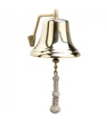 8" Brass Bell w/ White Monkey's Fist Lanyard