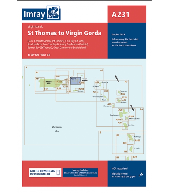 Imray Chart A231: St Thomas to Virgin Gorda, 2023 Edition