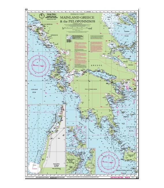 Imray Chart G1 Mainland Greece and the Peloponnisos, Jan 2024 Edition