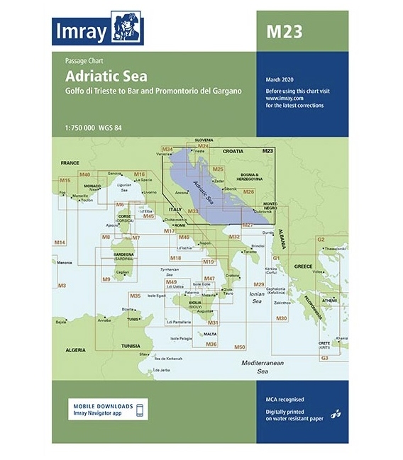 Imray Chart M23: Adriatic Sea Passage Chart, 2020 Edition