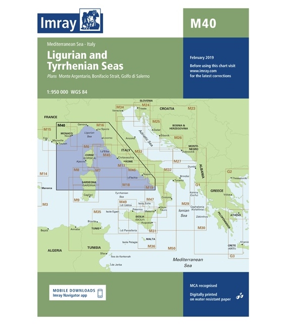 Imray Chart M40: Ligurian and Tyrrhenian Seas
