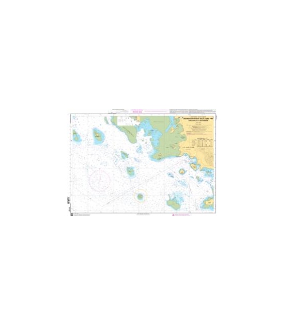 OceanGrafix French (SHOM) Nautical Chart 6770 Abords Sud-Ouest de lÎle des Pins - Baies de Kuto et de Kanuméra