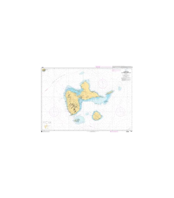 OceanGrafix French (SHOM) Nautical Chart 7345 Guadeloupe - De Montserrat à Marie-Galante