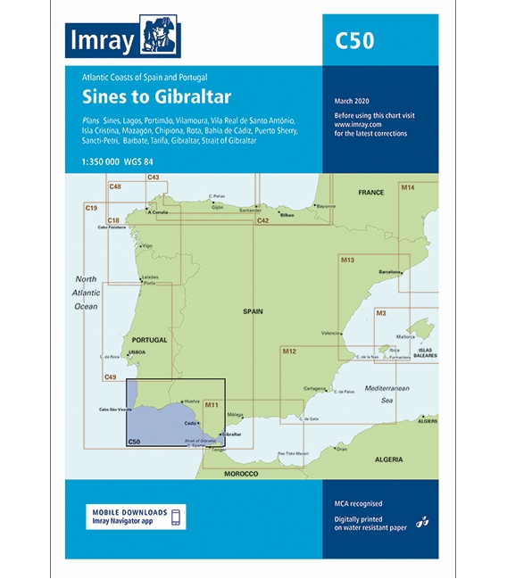 Imray Chart C50 Sines to Gibraltar