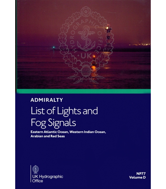 Admiralty List of Lights & Fog Signals NP77 Vol. D Eastern Atlantic O.,  Western Indian O.,  Arabian & Red Seas, 7th, 2026
