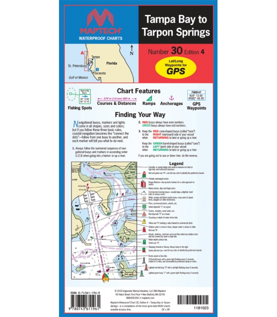 Maptech - Tampa Bay to Tarpon Springs Waterproof Chart