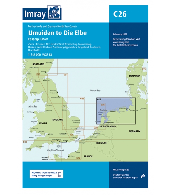Imray Chart C26 IJmuiden to Die Elbe