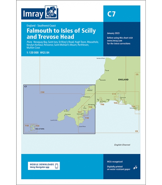 Imray Chart C7 Falmouth to Isles of Scilly and Trevose Head