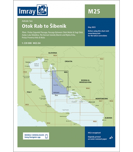 Imray Chart M25: Otok Rab to Sibenik, 2023 Edition