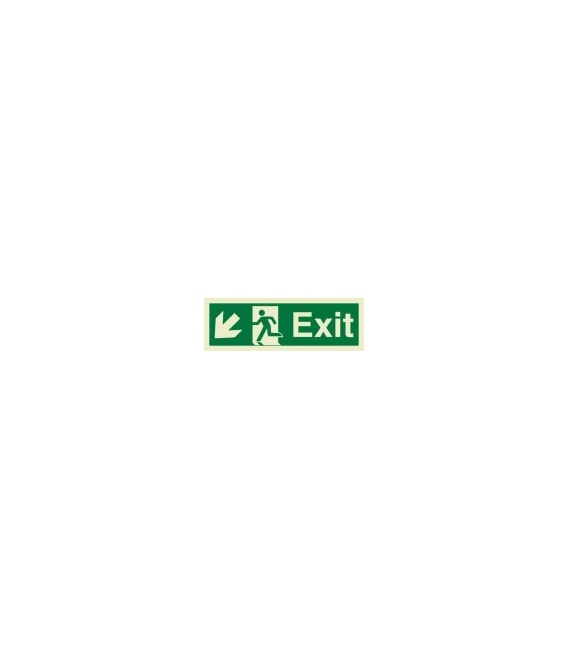 4366 Exit + Running man symbol + arrow diagonally down left