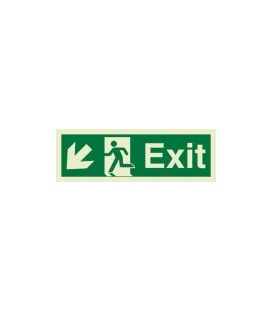 4366 Exit + Running man symbol + arrow diagonally down left