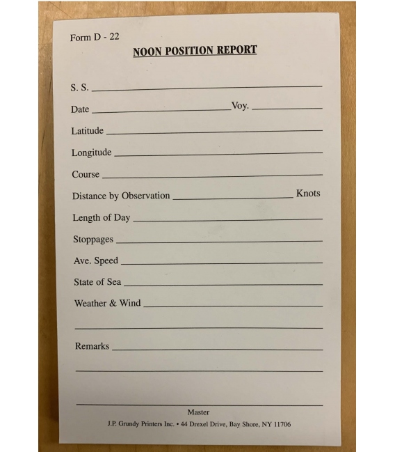 Noon Position Report Book