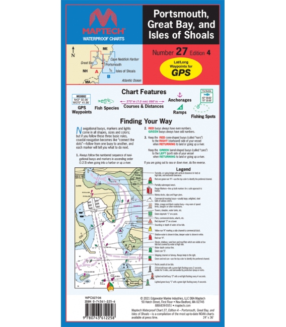 Maptech Waterproof Chart 27, Portsmouth, Great Bay, and Isles of Shoals, 4th Edition, 2021