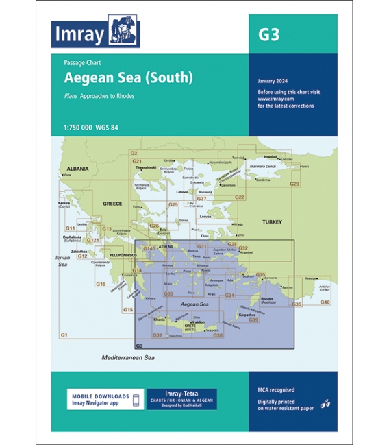 Imray Chart G3: Aegean Sea (South), Jan 2024 Edition
