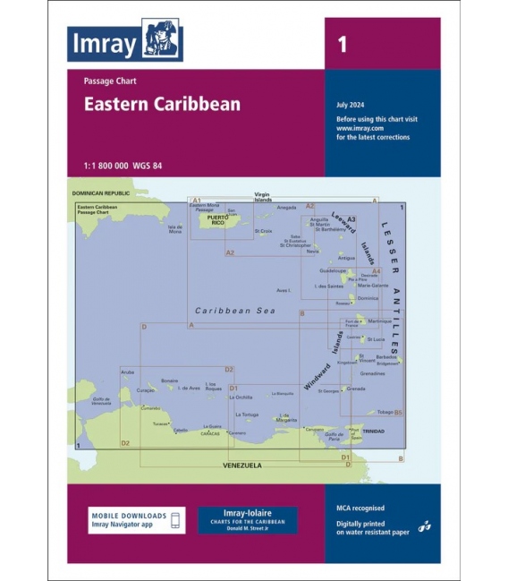 Imray Chart 1: Eastern Caribbean General Chart, 2024 Edition