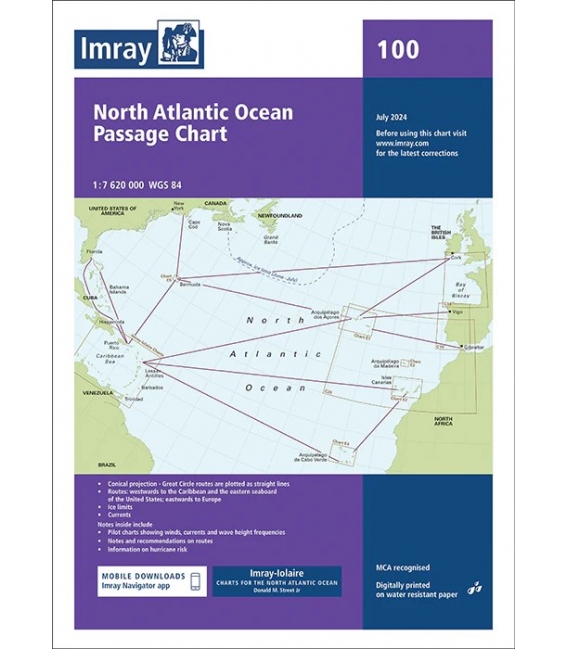 Imray Chart 100 North Atlantic Ocean Passage Chart