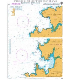 British Admiralty Nautical Chart 1113 Harbours on the North-West Coast of Spain